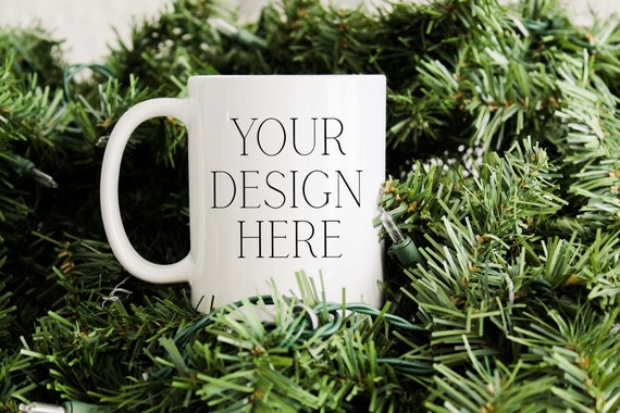 11 Oz Pine Tree Christmas Mug Mockup Etsy