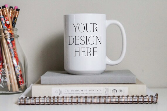 Download Stacked Books 15 Ounce Mug Mockup Office Mug Mockup 15 Oz Etsy