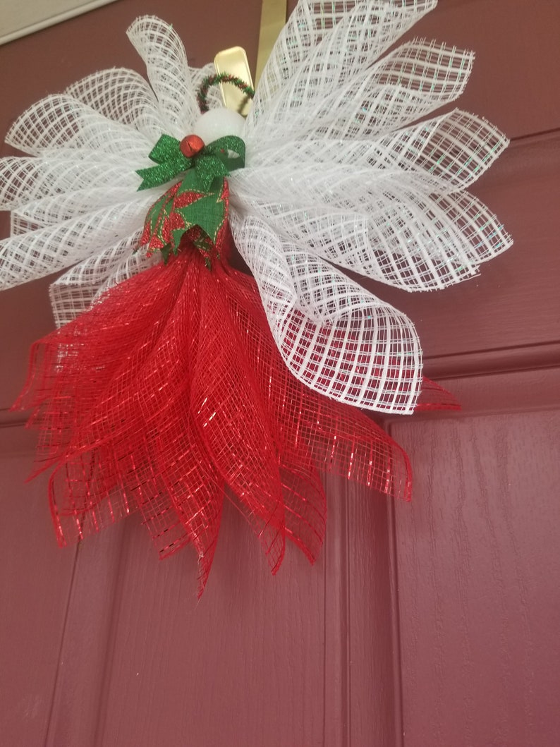 Red White and Green Angel Tree Topper Guardian Angel Etsy
