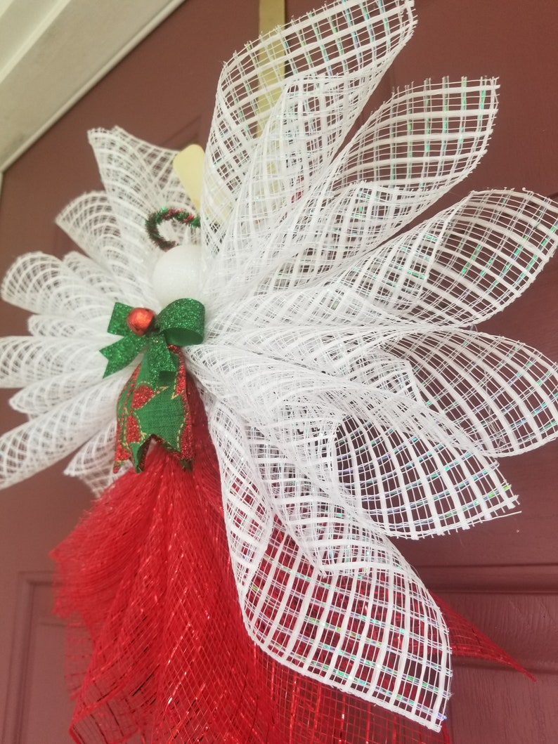 Red White and Green Angel Tree Topper Guardian Angel Etsy