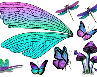 Festival Dragonfly Wings Temporary Tattoos, Butterflies, Fun Butterfly Summer Costume Accessories