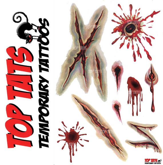Halloween Scars B Bullet Holes Zombie Wounds Blood Fake Etsy