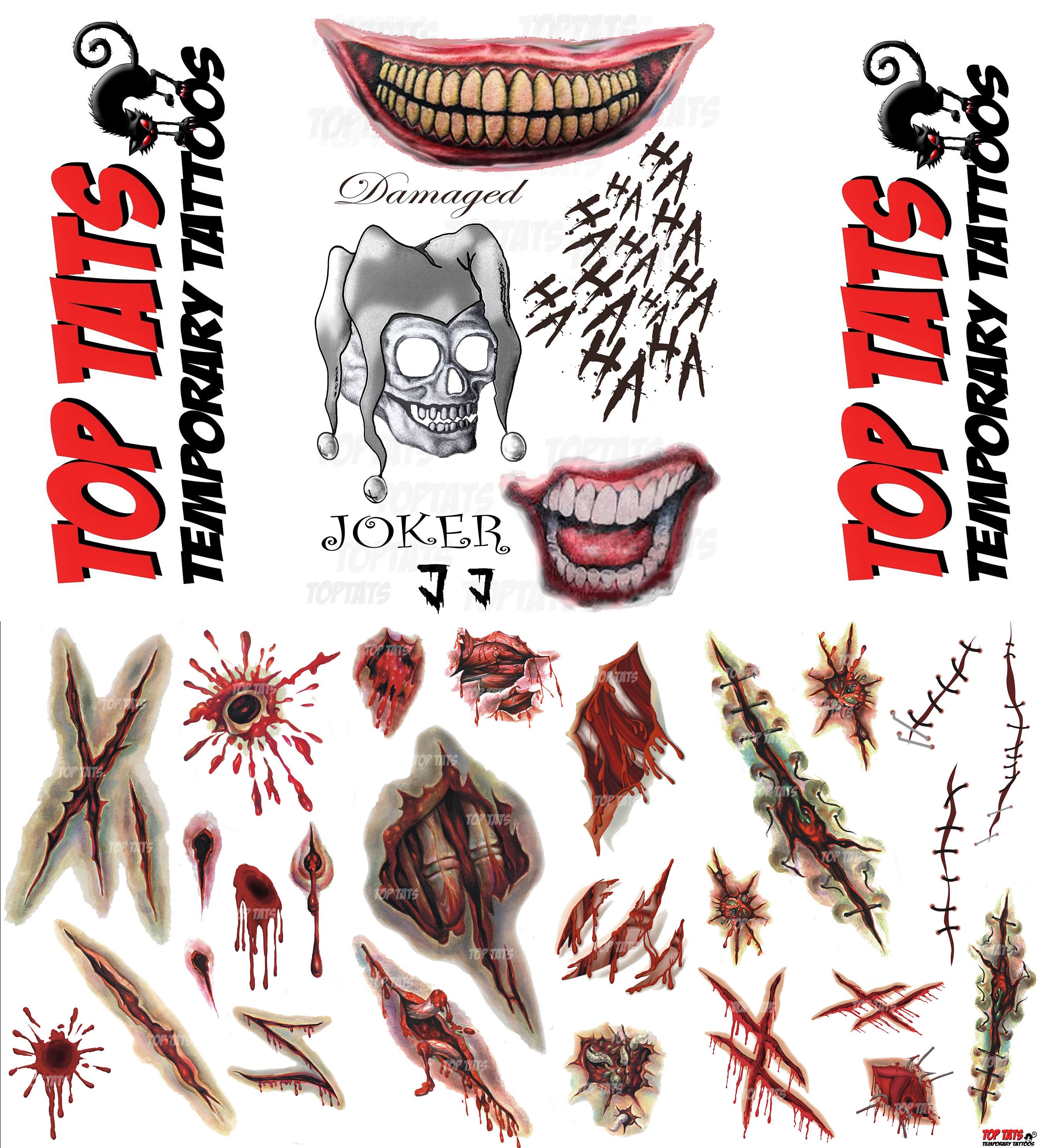 Joker And Halloween Scar Tattoos Suicide Squad Fancy Dress Etsy Joker And Halloween Scar Tattoos Suicide Squad Fancy Dress Etsy