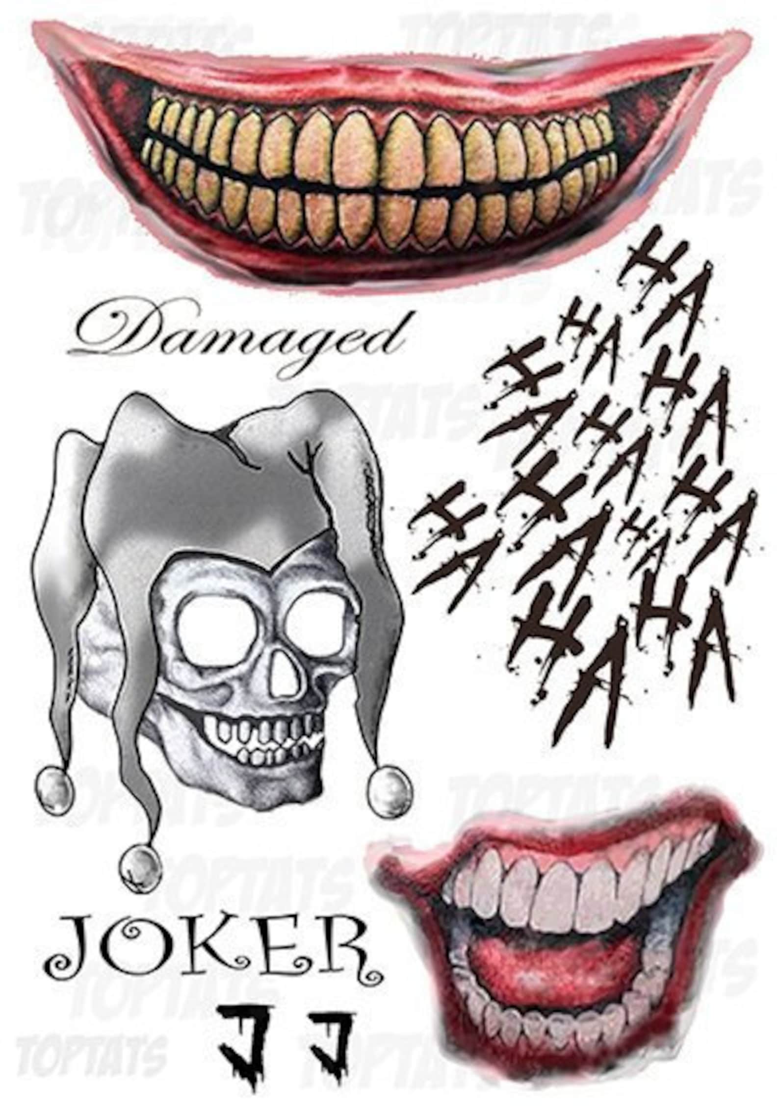 Fun Joker Tattoos Great for Suicide Squad Fancy Dress as Part - Etsy
