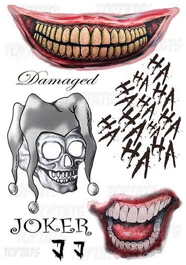 Fun Joker Tattoos Great For Suicide Squad Fancy Dress As Part Etsy Fun Joker Tattoos Great For Suicide Squad Fancy Dress As Part Etsy