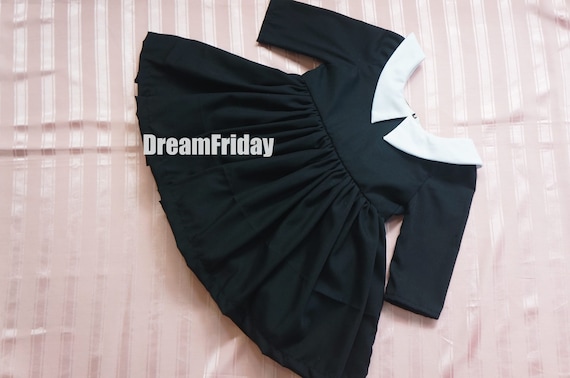 Wednesday Addams Costume For Women Girls Collar Black Dress Costume