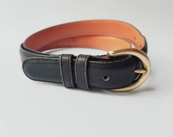 Vintage Coach leather belt black brass buckle