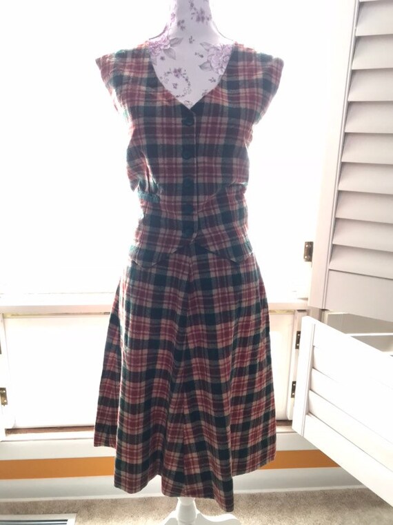 plaid skirt set with jacket