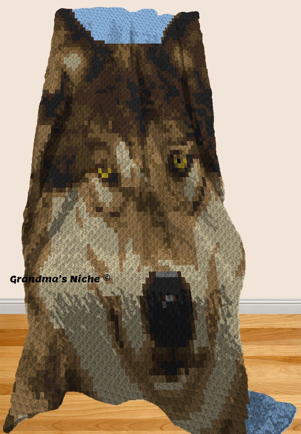 Wolf Crochet Blanket Pattern C2C Tunisian crochet Etsy