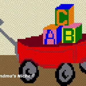 Wagon - Kindergröße - Häkeldecke Muster, C2C, tunesische häkeln, Graphghan, Kreuzstich, Stricken, Riegel einhaken, Ecke 2 Ecke