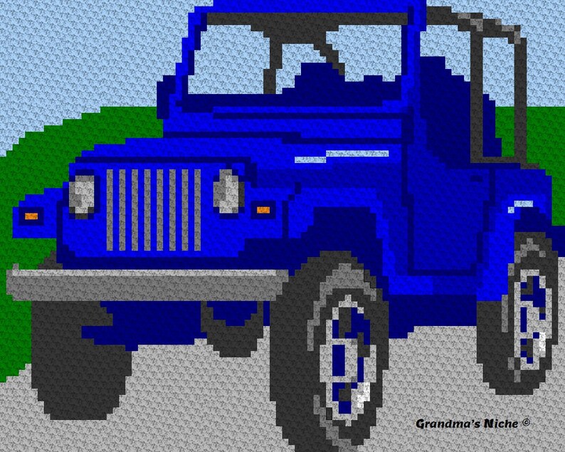 Blue Jeep Jeep Crochet Blanket Pattern Jeep C2C Jeep Etsy