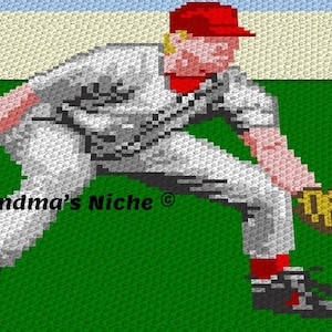 Baseball Player - Crochet Blanket C2C Pattern, “Written instructions”, Tunisian crochet, Graphghan, Cross Stitch, Knitting, latch hook, etc.