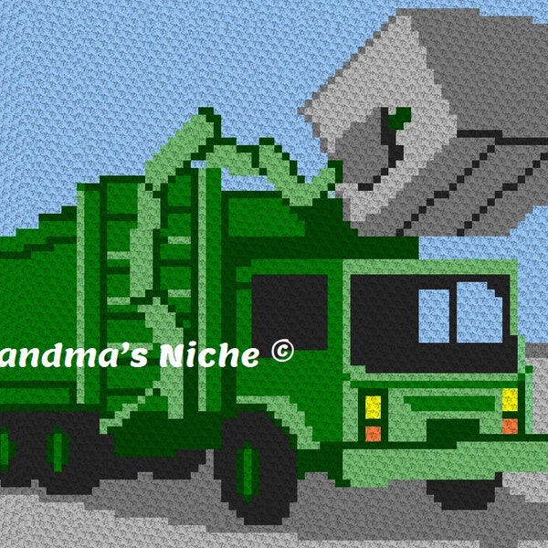 Garbage Truck - Crochet Blanket C2C Pattern, “Written instructions”, Tunisian crochet, Graphghan, Cross Stitch, Knitting, latch hook, etc.