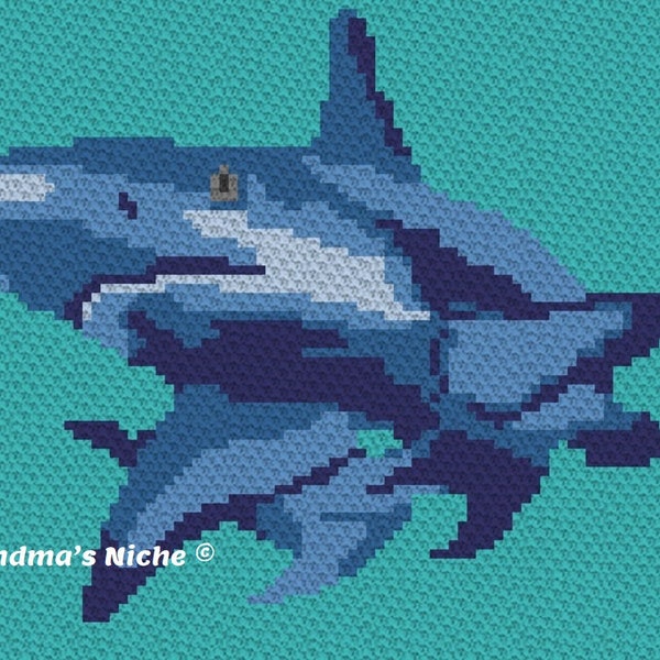 Shark - Crochet Blanket C2C Pattern, “Written instructions”, Tunisian crochet, Graphghan, Cross Stitch, Knitting, latch hook, etc.