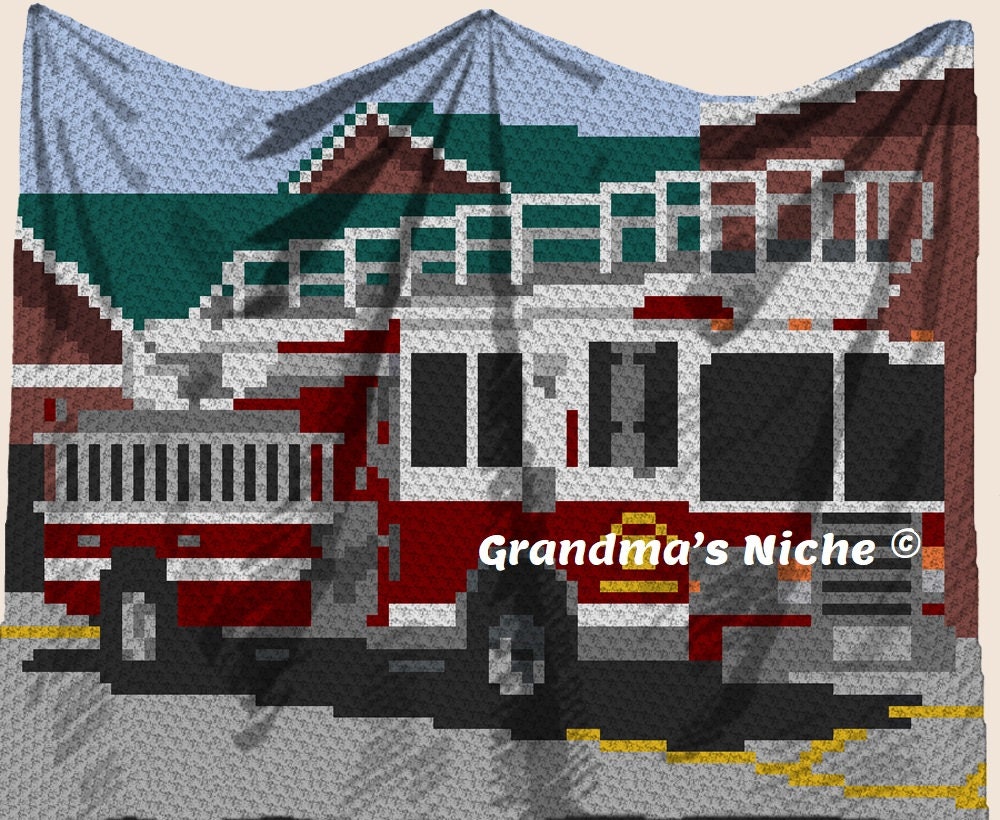 Fire Truck Crochet Blanket C2C Pattern Written | Etsy