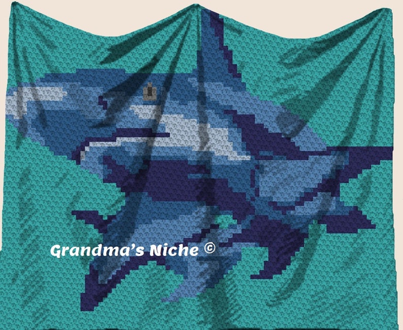 Shark Crochet Blanket C2C Pattern written Instructions Etsy