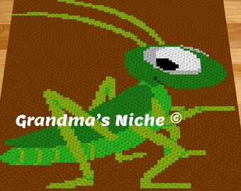 Grasshopper - Crochet C2C Pattern, Written instructions, Cross Stitch pattern, Tunisian crochet, Graphghan, Knitting, latch hook, etc.