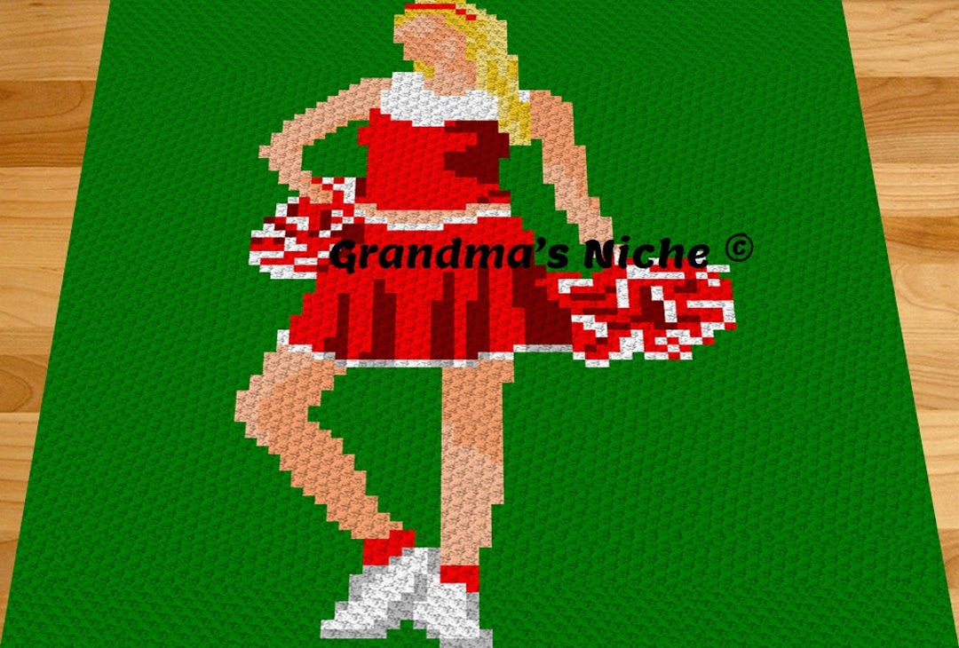 Cheer Little Varsity Cheerleader With Poms crochet graphgan