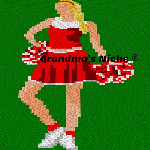 Cheerleader Pose - Crochet Blanket Pattern, C2C, Tunisian crochet, Graphghan, Cross Stitch, Knitting, latch hooking, corner 2 corner