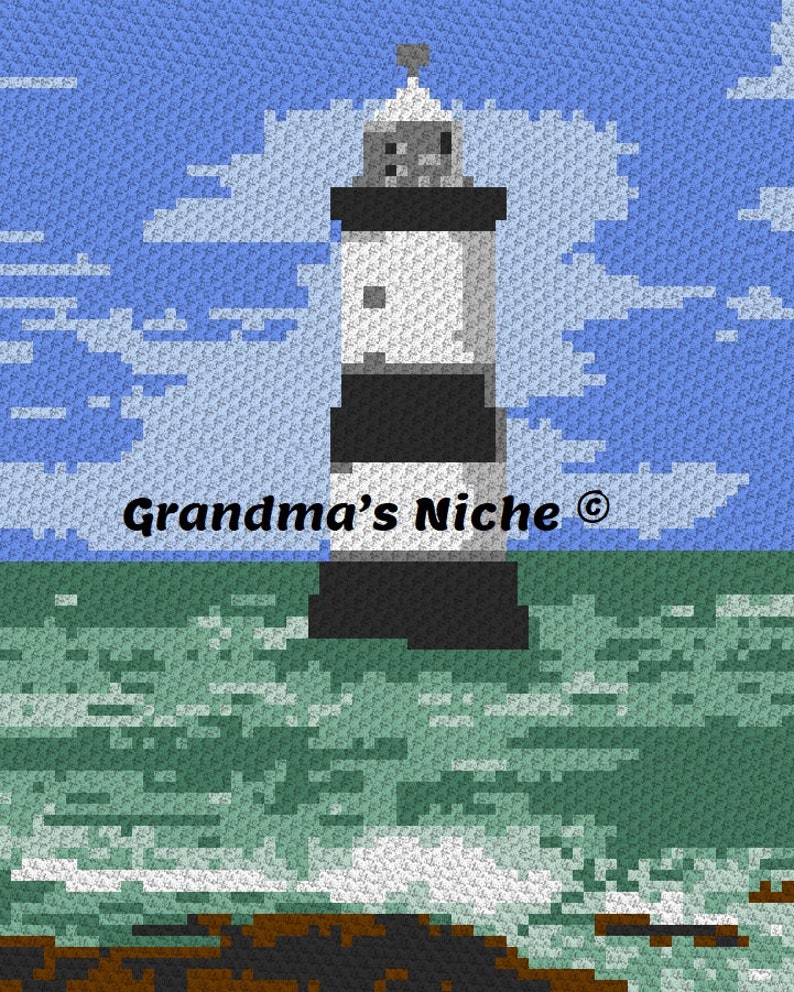 Penmon Lighthouse Crochet Blanket C2C Pattern written Etsy Canada