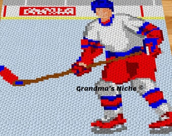 Hockey Player - Crochet Blanket C2C Pattern, “Written instructions”, Tunisian crochet, Graphghan, Cross Stitch, Knitting, latch hook, etc.