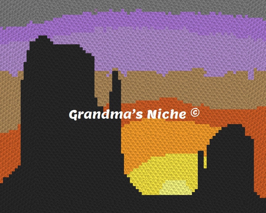 20 National Park Crochet Patterns to Bring America’s Landscapes Home 17 Sunset Monument Valley C2C blanket pattern