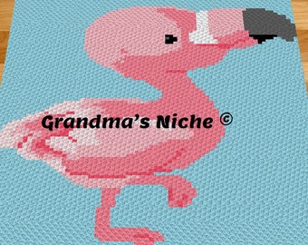 Flamingo Fun Crochet Blanket Pattern, C2C, Tunisian Crochet