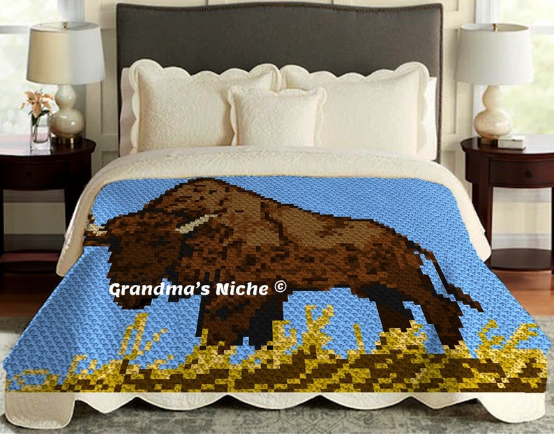 Buffalo Crochet Blanket C2C Pattern written Instructions Etsy