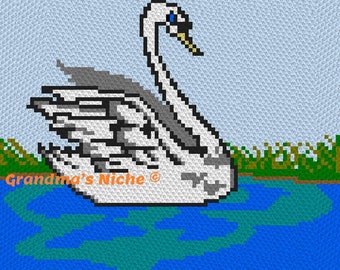 Swan - Crochet Blanket C2C Pattern, “Written instructions”, Tunisian crochet, Graphghan, Cross Stitch, Knitting, latch hook, etc.