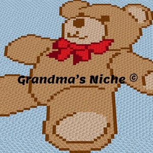 Teddy Bear - Child Size - Crochet Blanket Pattern, C2C, Tunisian crochet, Graphghan, Cross Stitch, Knitting, latch hooking, corner 2 corner