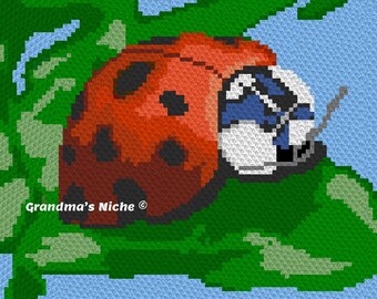Lady Bug - Crochet Blanket C2C Pattern, “Written instructions”, Tunisian crochet, Graphghan, Cross Stitch, Knitting, latch hook, etc.
