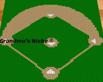 Baseball Diamond - Crochet Blanket C2C Pattern, “Written instructions”, Tunisian crochet, Graphghan, Cross Stitch, Knitting, latch hook etc.