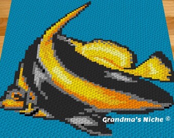 Angel Fish - Crochet Blanket C2C Pattern, “Written instructions”, Tunisian crochet, Graphghan, Cross Stitch, Knitting, latch hook, etc.