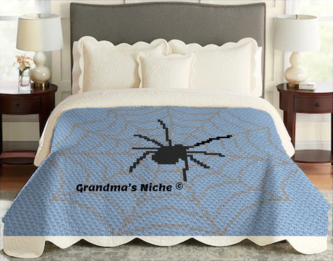 Graphghan Spider Spider - Crochet Blanket C2C Pattern, “written Instructions”, Tunisian ...