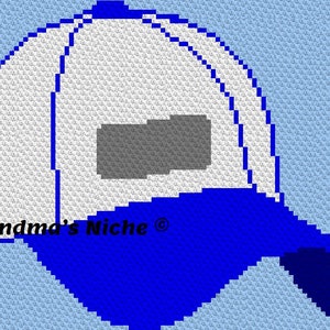 Op de afbeelding: Een blauwe en witte baseballpet met een grijze klep. De pet heeft een witte rand en een blauwe kroon. De tekst "Grandma's Niche®" staat op de voorkant van de pet.