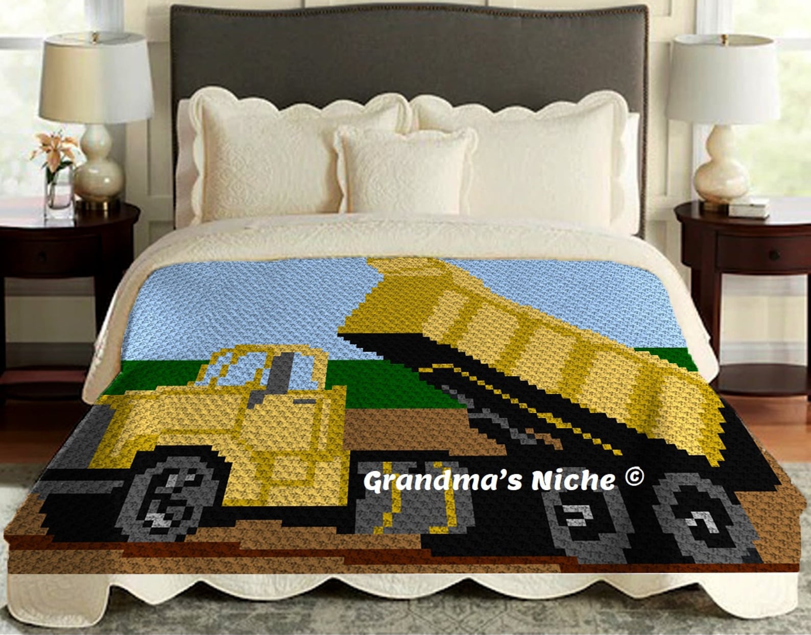 Dump Truck Crochet Blanket C2C Pattern written Etsy UK