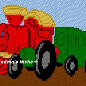 Tren - Patrón C2C de manta de crochet tamaño infantil, “Instrucciones escritas”, crochet tunecino, Graphghan, punto de cruz, tejido, gancho de pestillo, etc.