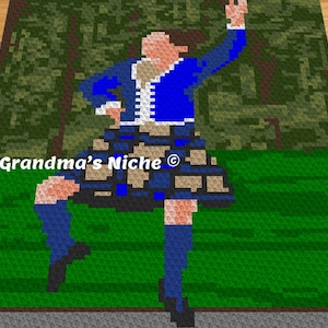 Highland Dancer - Crochet Blanket C2C Pattern, “Written instructions”, Tunisian crochet, Graphghan, Cross Stitch, Knitting, latch hook, etc.