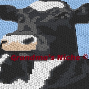 Holstein Cow – Crochet Blanket C2C Pattern, Written instructions, Tunisian crochet, Graphghan, Cross Stitch, Knitting, latch hook, etc.