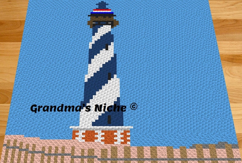 Cape Hatteras Lighthouse Crochet Blanket C2C Pattern, Written instructions, Tunisian, Graphghan, Cross Stitch, Knitting, latch hook etc. image 1