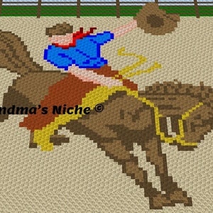 Bronc Rider - Crochet Blanket C2C Pattern, “Written instructions”, Tunisian crochet, Graphghan, Cross Stitch, Knitting, latch hook, etc.