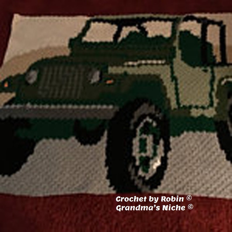 Blue Jeep Jeep Crochet Blanket Pattern Jeep C2C Jeep Etsy