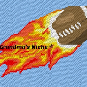 Fire Football - Crochet Blanket Pattern, C2C, Tunisian crochet, Graphghan, Cross Stitch, Knitting, latch hooking, corner 2 corner