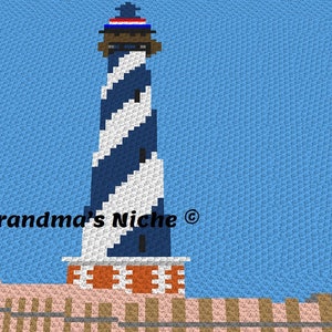 Cape Hatteras Lighthouse Crochet Blanket C2C Pattern, Written instructions, Tunisian, Graphghan, Cross Stitch, Knitting, latch hook etc. image 4