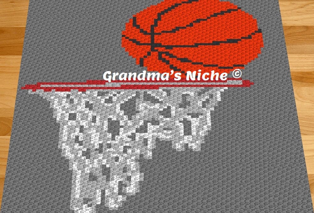 34 Basketball Crochet Patterns for Fans, Gifts, and Game-Day Decor 8 Basketball & Hoop Crochet Blanket C2C