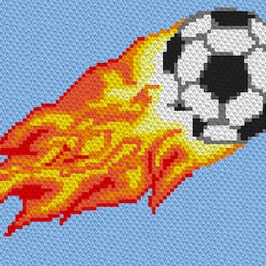 Fire Soccer Ball - Crochet Blanket C2C Pattern, “Written instructions”, Tunisian crochet, Graphghan, Cross Stitch, Knitting, latch hook, etc