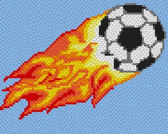 Fire Soccer Ball - Crochet Blanket C2C Pattern, “Written instructions”, Tunisian crochet, Graphghan, Cross Stitch, Knitting, latch hook, etc