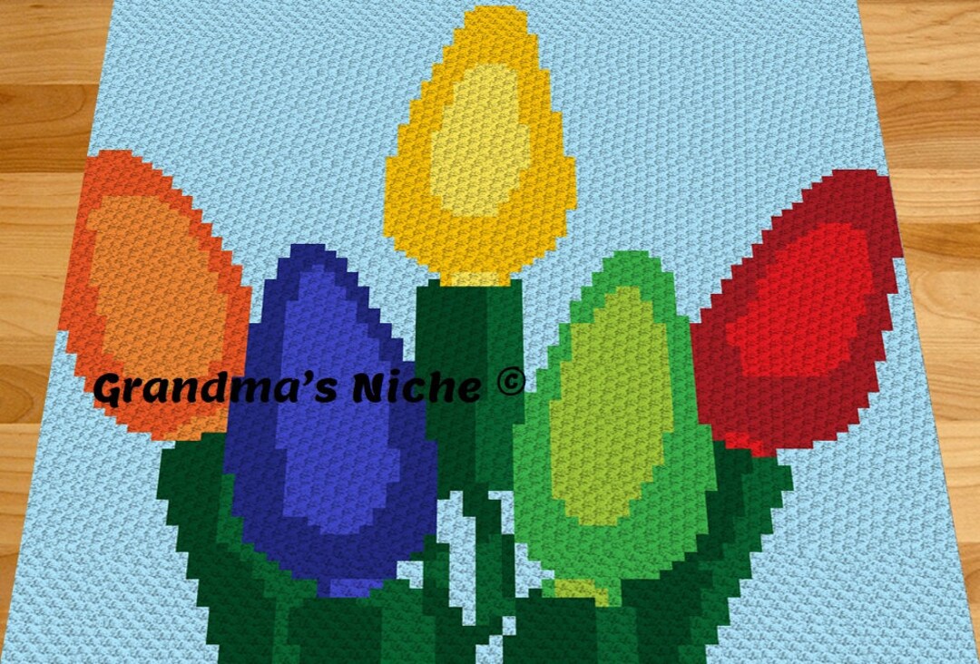 Christmas Lights Crochet Blanket C2C Pattern, written Instructions