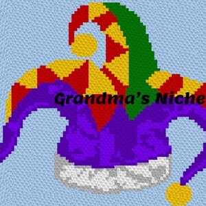 Joker Hat - Crochet C2C Pattern, Written instructions, diagonal, Cross Stitch, Graphghan, Crochet, Embroidery, etc.