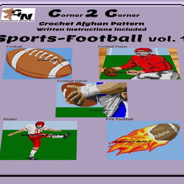 e-book Sports-Football Vol 1 - Musterbuch mit Anleitung, Graphghan, Häkelanleitung, C2C, Kreuzstich, Stricken, Latch Hooking
